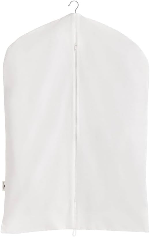 Premium 100% Cotton Garment Bags – 40" Off-White Canvas Suit Cover with YKK Zipper – Moth Protector, Breathable, Machine Washable, Cover for Coats, Dresses, Jackets & Travel