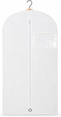 LPack 60" Garment Bag for Hanging Clothes, Dresses, Suits & Coats, Breathable Garment Cover for Closet Storage, White, 1 Pack