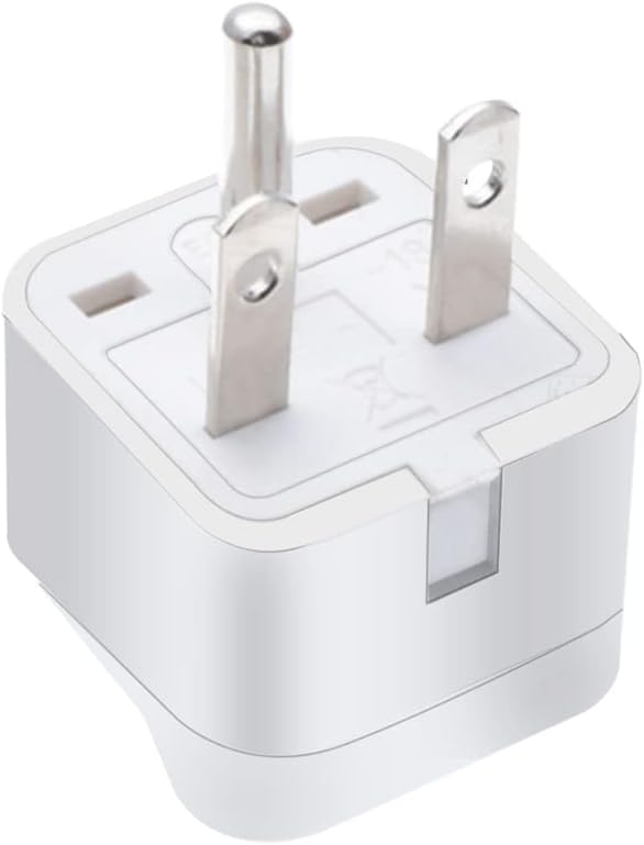 2pack US 3 Prong Plug to Universal Socket Power Converter, White