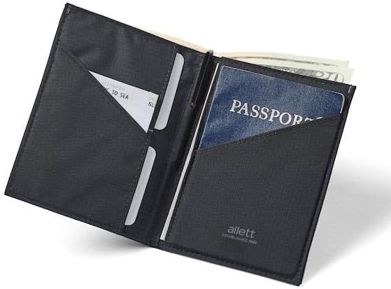 Allett Travel Wallet, RFID Blocking Slim (Nylon, Jet Black)