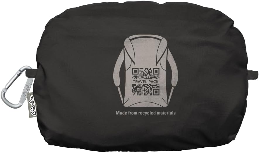 ChicoBag Travel Pack rePETe + Refine | Eco-friendly Lightweight and Packable Travel Backpack (Obsidian)
