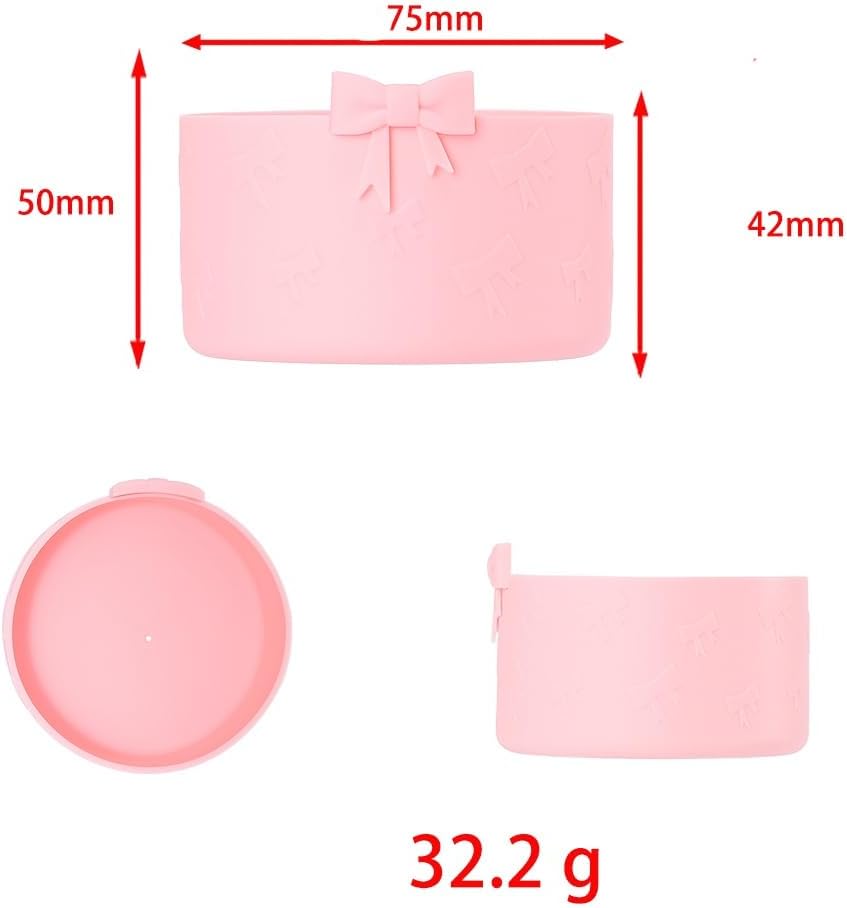 7.5cm Silicone Bottle Cover &10mm Bow Shape Straw Topper for Stanley Cup 12-40oz (2pcs Dark Purple)