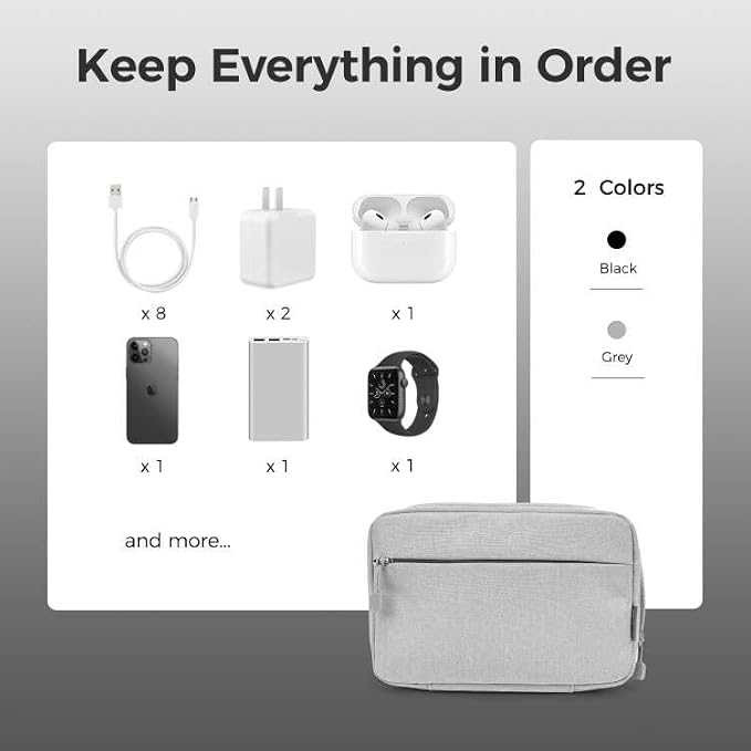 pack all Electronic Organizer, Compact Cable Organizer Bag, Multi-pocket