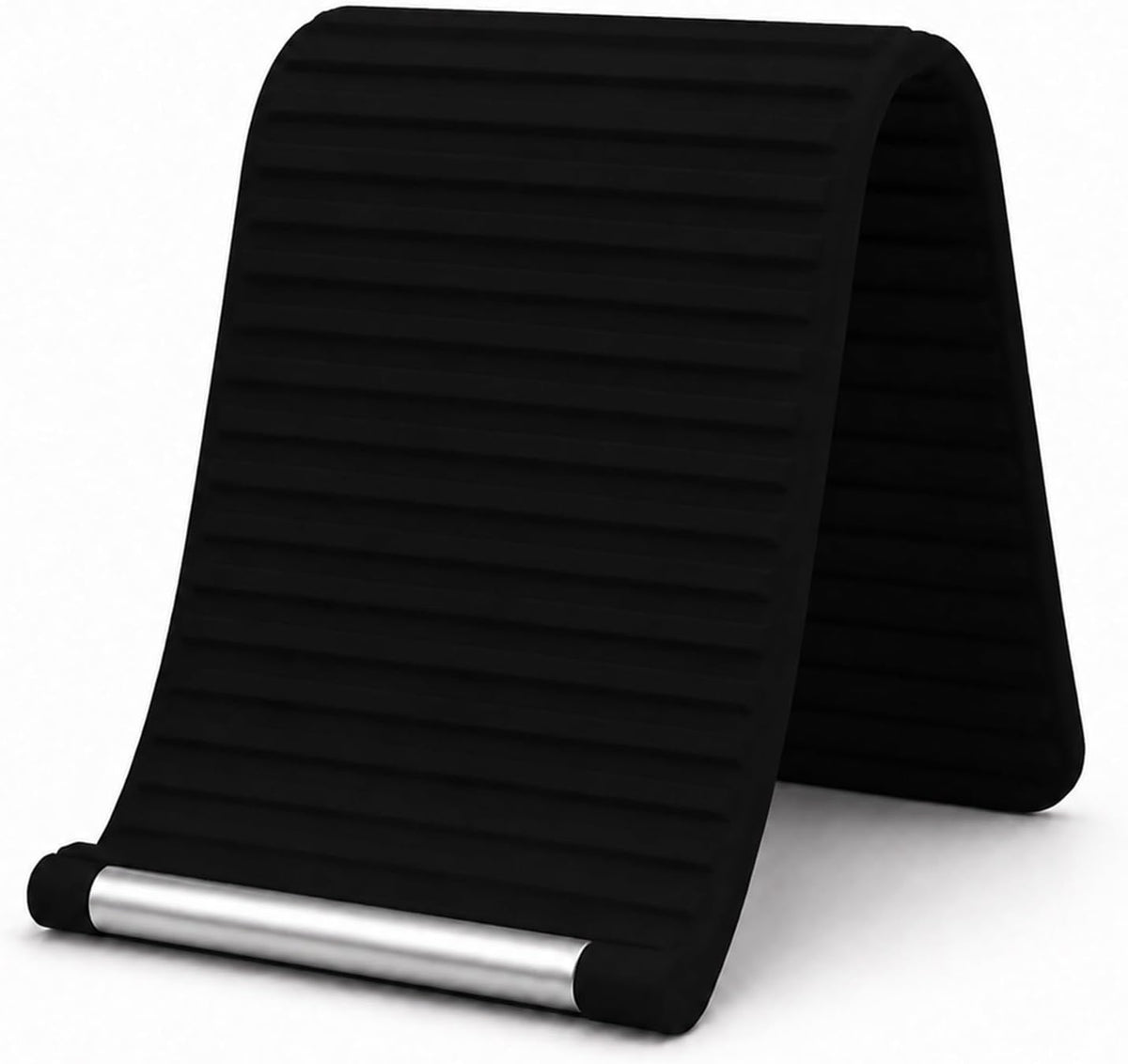 Flexible Silicone Phone Holder, Foldable Stand for Airplane Travel (Black)