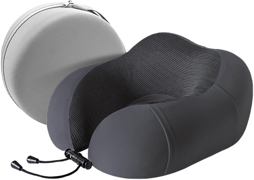 Travel Memory Foam Neck Pillow for Traveling, Travel Pillow for Airplanes for Adult (C-Black)