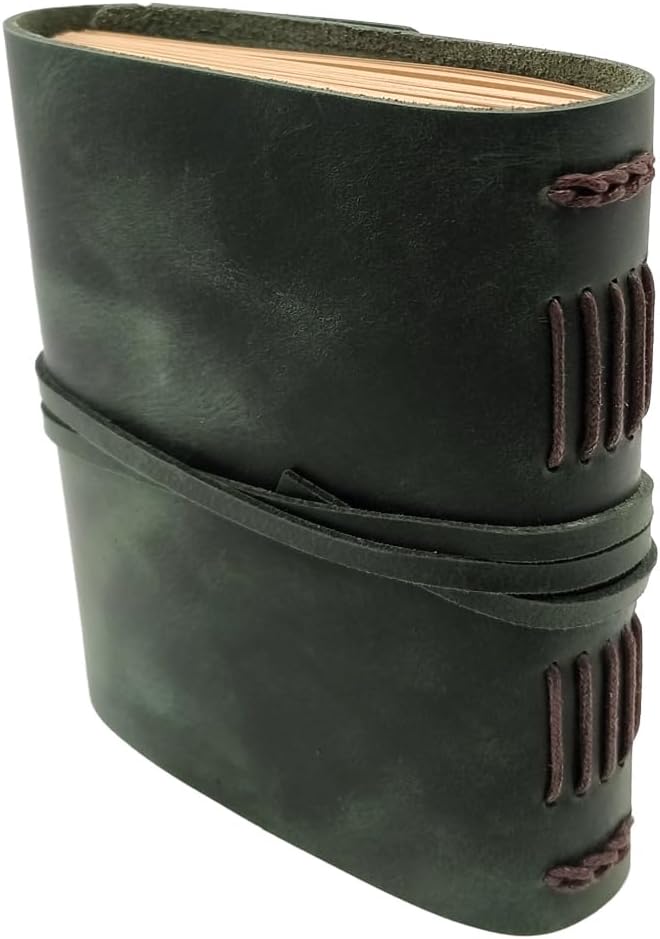 CooLeathor Green Notebook Journal - Nice Genuine Leather Journaling for write A5 Size Diary 6.2x8.5 Inch,Notepad For Women,Man,Vintage,Gifts,Work,Traveler,Personal, Dark Green