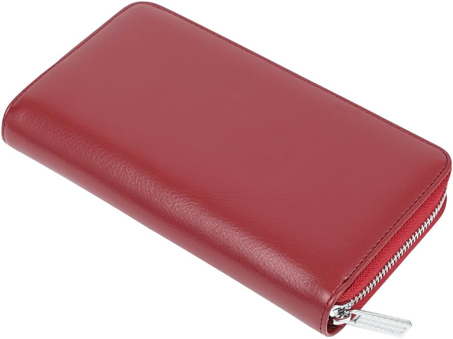 Women 36 Slots RFID Blocking Card Holder Large Long Leather Zipper Organizer Accordion Wallet,Dark Red