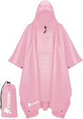 PTEROMY Hooded Rain Poncho for Adults, Reusable Waterproof Raincoat