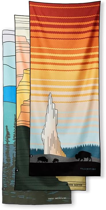 Nomadix Original Towel National Park Bundle 3-Pack - Versatile, Quick-Dry, Sand-Resistant, Eco-Friendly Towels for Beach, Pool, Travel, Camping, Yoga 72.5x30