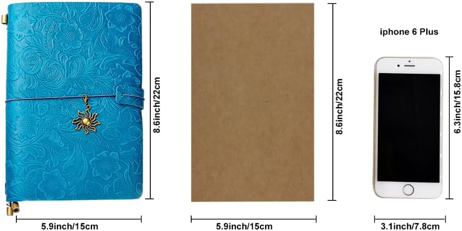 Refillable Leather Journal Travelers Notebook A5 Blue