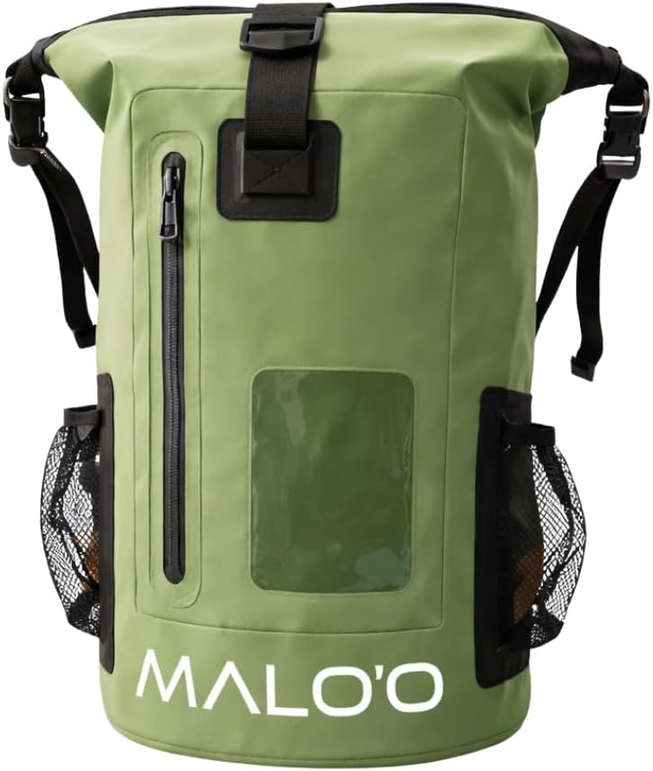 Malo’o 30L Waterproof Dry Bag Backpack – Roll Top Heavy Duty 500D PVC Dry Pack with Padded Straps, IPX6 Waterproof, Keeps Gear Dry for Kayaking, Fishing, Beach, Camping & Travel