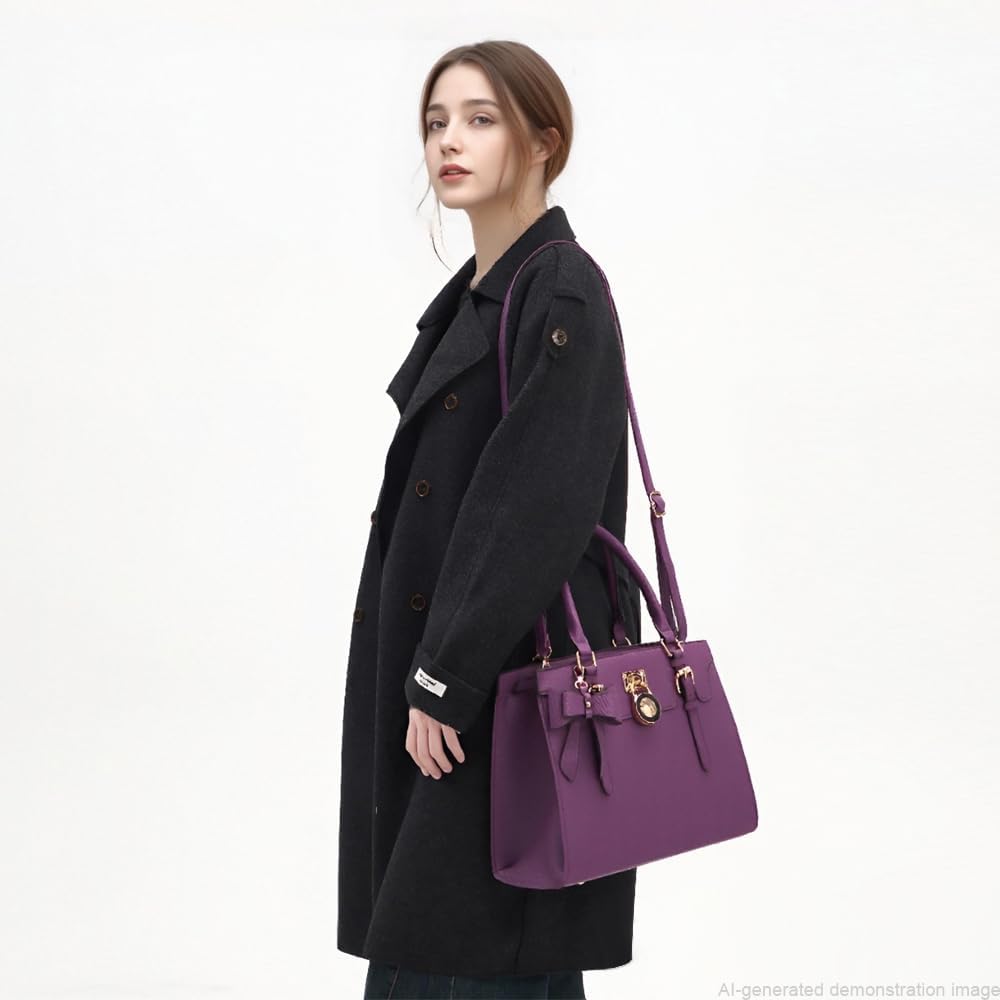 Qiyuer Women High End Satchel Tote Shoulder Handbags Purses Wallet Set