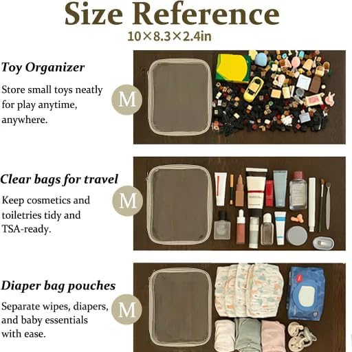 Clear Zipper Pouches, Hard Shell Zipper Case (M+3S)