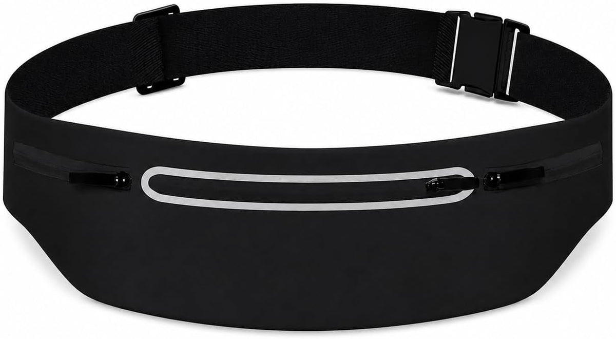 Slim No-Bounce Running Belt - Waterproof Exercise Waist Pack for Marathons, Hiking & Dog Walking - Hidden Travel Money Belt for Phones