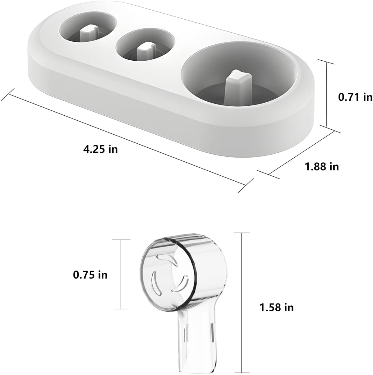 Toothbrush Holder for Oral-B, 2 Pcs Replacement Stand Base Compatible with Oral B Electric Toothbrush and 4 Pcs Toothbrush Heads Cover,Toothbrush Organizer for Bathroom Storage (White)