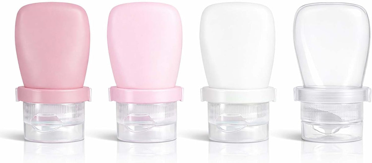1 oz Travel Bottles, Leakproof Silicone Squeeze Bottle Mini Travel Size Container for Toiletries Lotion Shampoo and Conditioner Liquid Salad Dressing to go Condiment, TSA Approved, 4 Pack