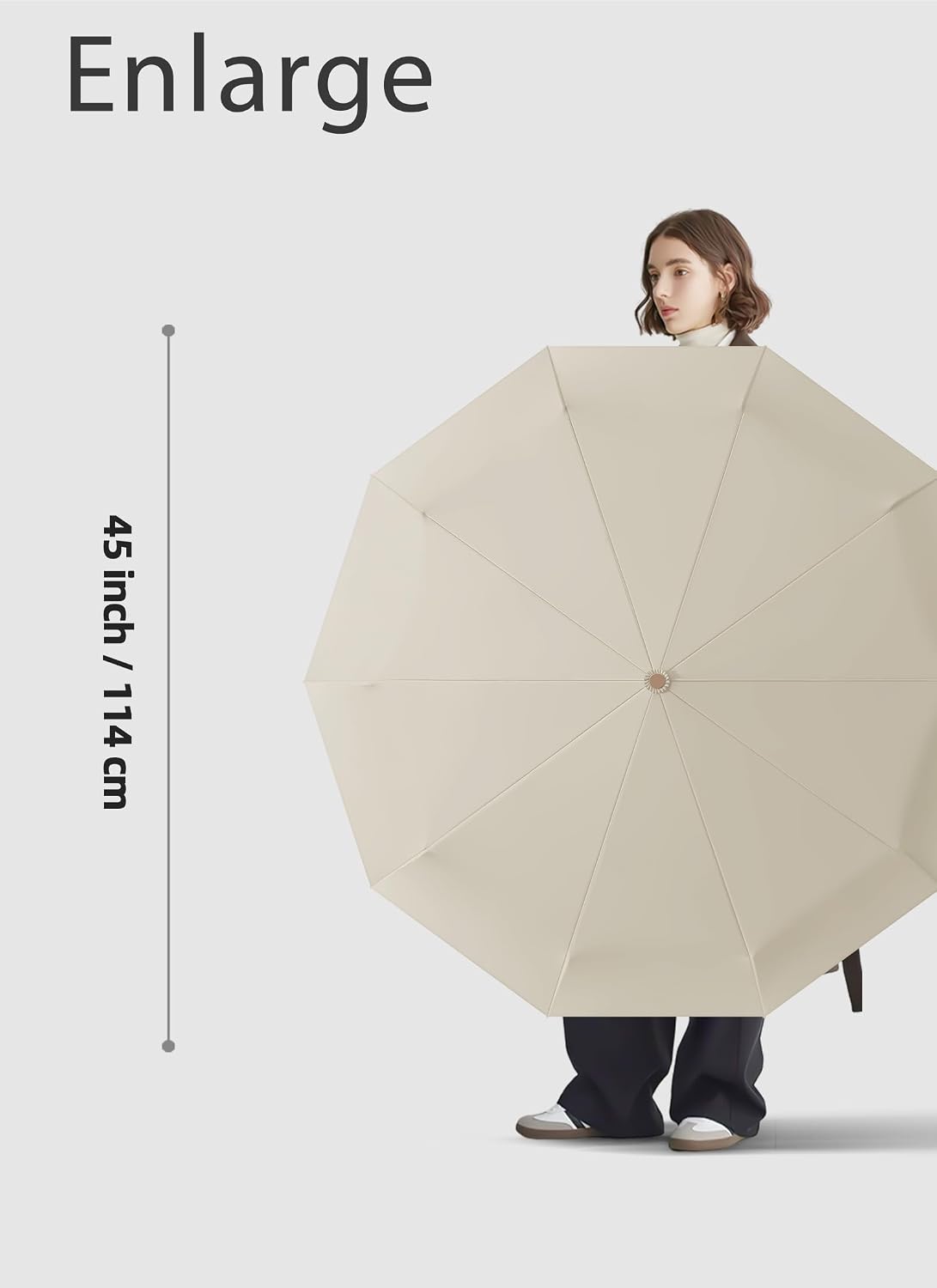 Rain Cats Large 45/50 Inch Umbrellas for rain Strong10 Ribs Fiberglass Umbrella Windproof Wabig Compact Automatic portable Folding Travel Thick Fabric Wood handle