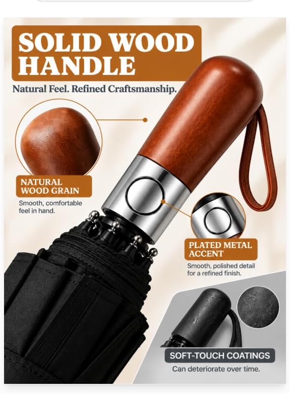 Folding Travel Umbrella, Auto Open & Close, Double Canopy