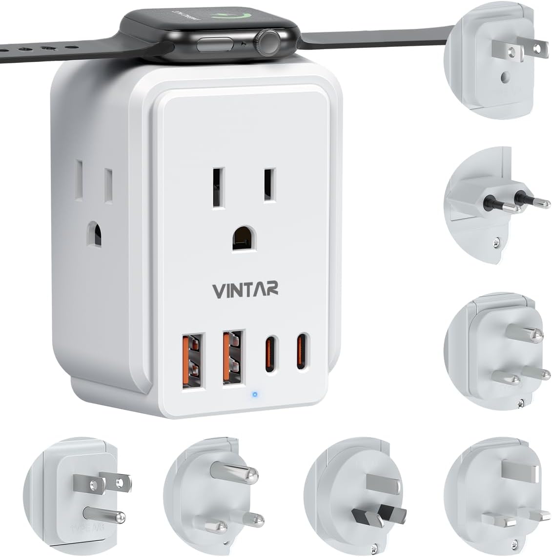 VINTAR Universal Travel Adapter for Apple Watch Charger, Type A,B,C,D,G,I,M