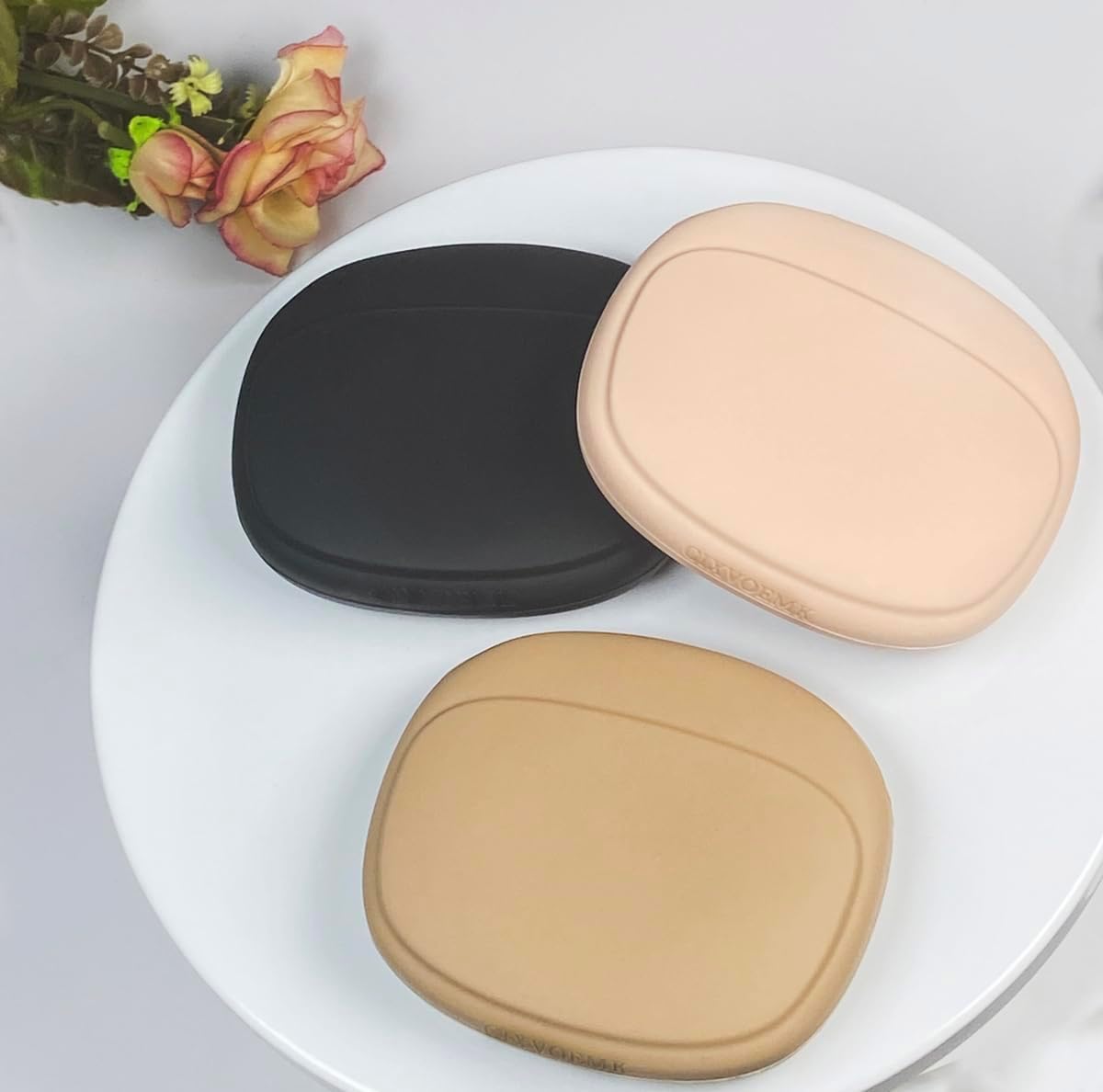 Silicone Headphone Organizer - Data Cable Storage Case - Mini Key Box - Portable Wired Headset Storage Bag (Black - Brown - Nude-3PCS)