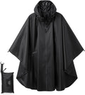 Waterproof Rain Poncho Hooded Outdoor Raincoat with Zipper Pockets