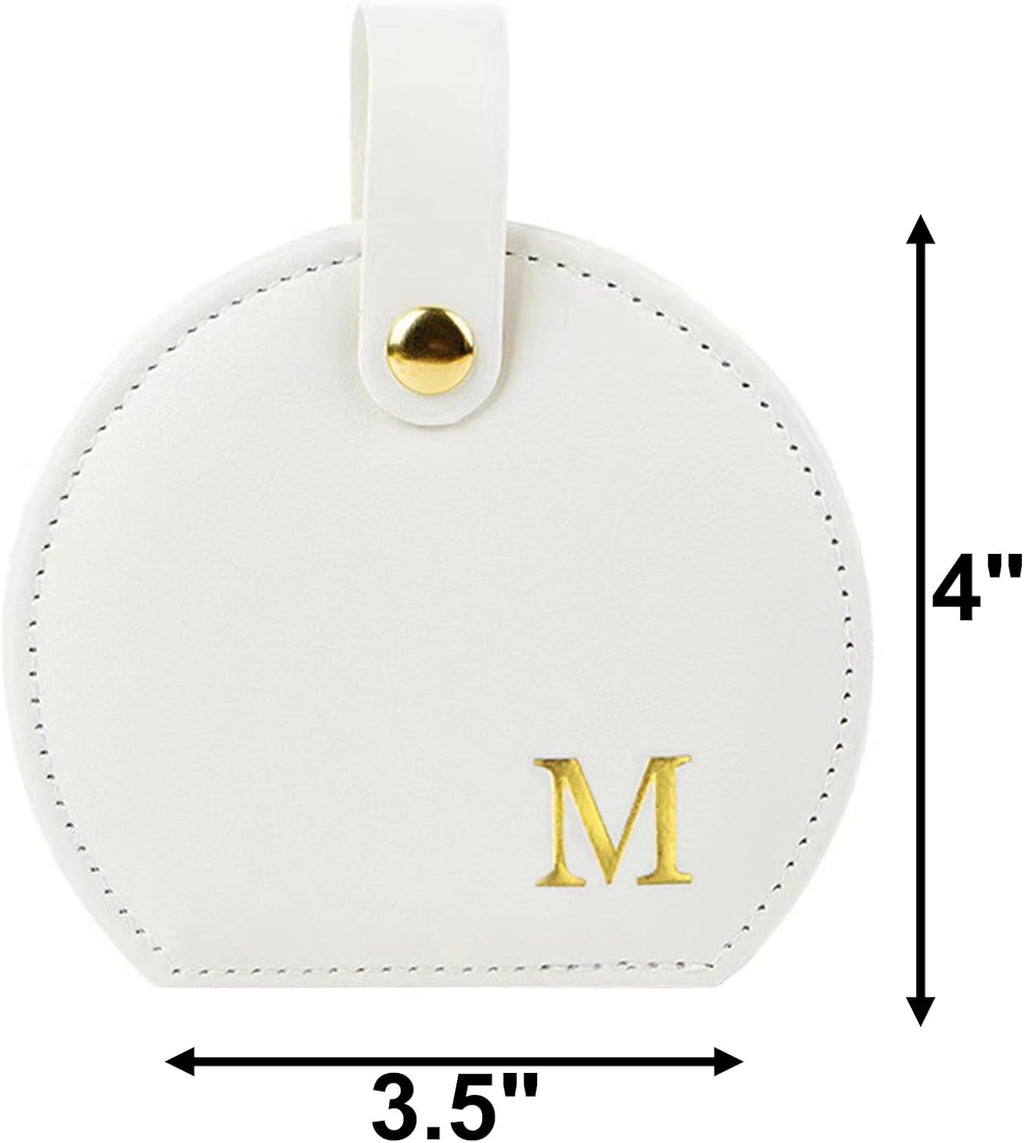 Travel Jewelry Case,Personalized Jewelry Box,Elegant Half-Moon Design with Personalized Golden Initial Case,Personalized Gifts for Women,Jewelry organizer;Personalized Gifts for Women or Friends(M)