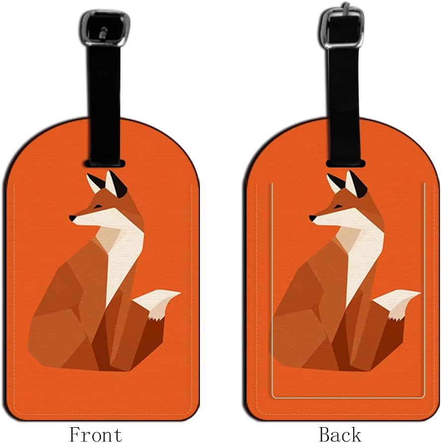 Stylish Red Foxy Fox Rectangle Leather Luggage Card Suitcase Carry-On ID Tag Travel Bag Label Travel Accessories Tag - 1 pack