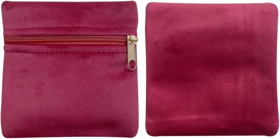 8pcs Small Velvet Jewelry Pouches with Zipper Gift Bags for Bracelet Necklace,Ring,Earrings,Earphone,Wedding Favors, Party Favors,Travel,3.94" X 3.94" (Rose red)