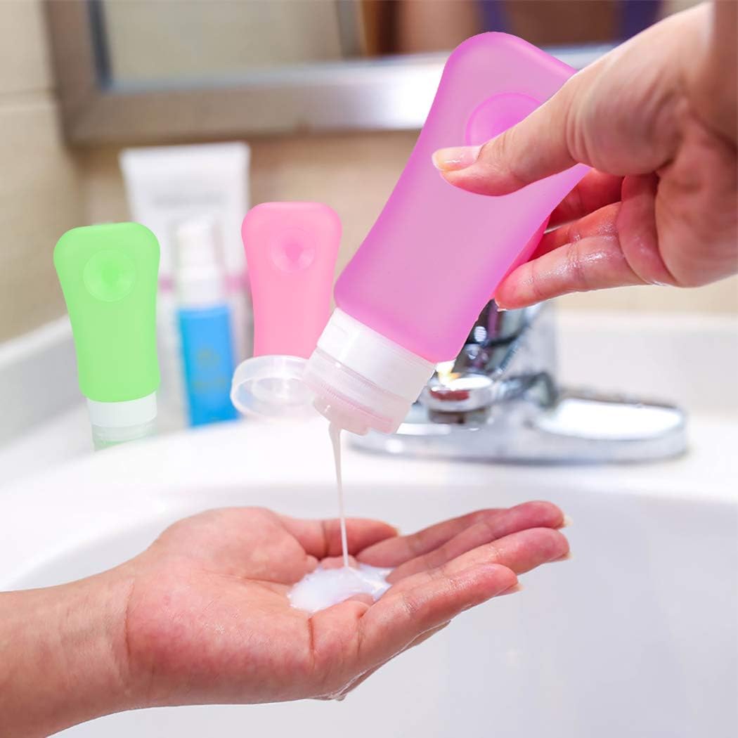5 Pack TSA Approved Travel Bottles Sets, 3 Ounce Leakproof Silicone Toiletry Tubes Travel Containers Travel Size Bottles Portable Leakproof for Shampoo Lotion Toiletries