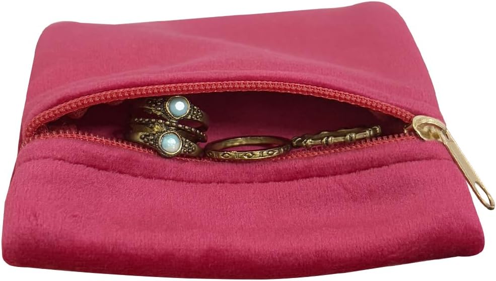 8pcs Small Velvet Jewelry Pouches with Zipper Gift Bags for Bracelet Necklace,Ring,Earrings,Earphone,Wedding Favors, Party Favors,Travel,3.94" X 3.94" (Mixed color)