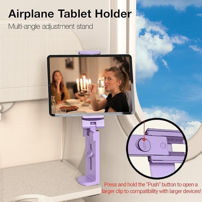 Airplane Tablet Holder Mount, 360° Adjust, Only Fits 7–11" Tablets