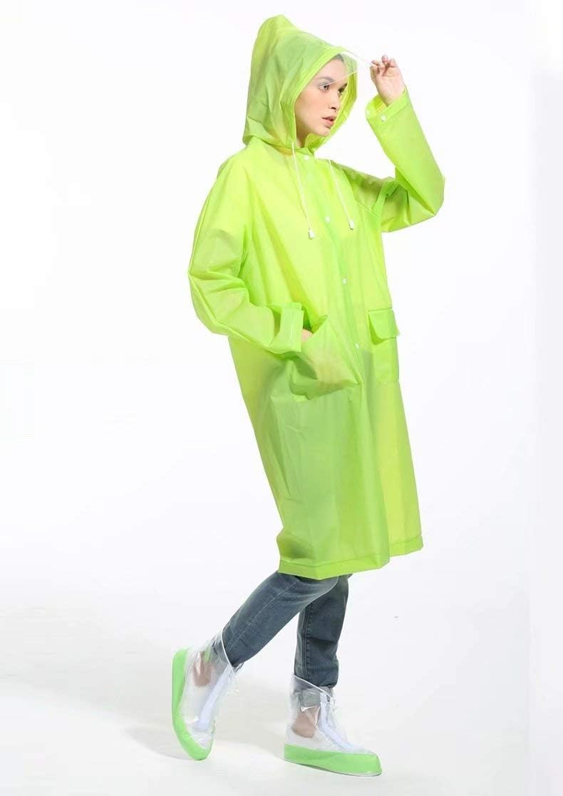 EVA Women Rain Ponchos for Adults Men Raincoat Waterproof Rain Jacket Camping Hiking Outerwear Reusable