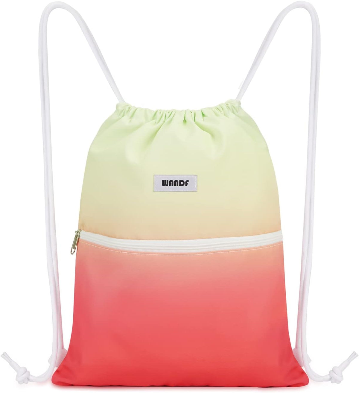 WANDF Drawstring Backpack, Gym Sackpack for Sports (Red-Green Gradient)