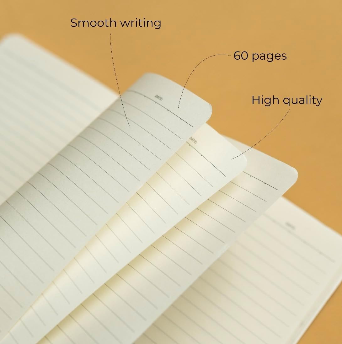 Notebook Journal (8 Pack), A5, 5.5 x 8 in, 80 gsm thick paper, Cute Soft Paper Cover Notebook Set, Thin Writing Journal for Travel, Meditation, Wedding and Dream Journals, Lightweight Lined
