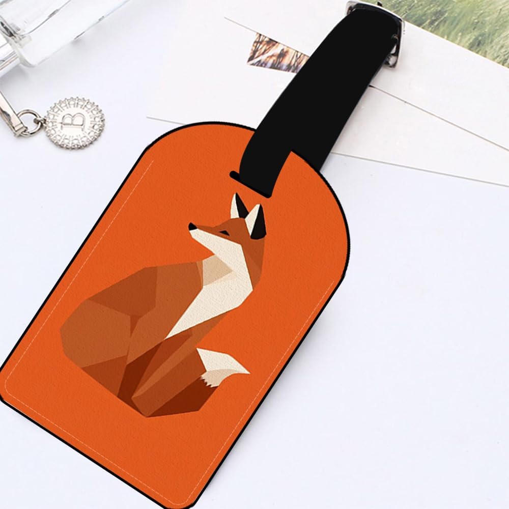 Stylish Red Foxy Fox Rectangle Leather Luggage Card Suitcase Carry-On ID Tag Travel Bag Label Travel Accessories Tag - 1 pack