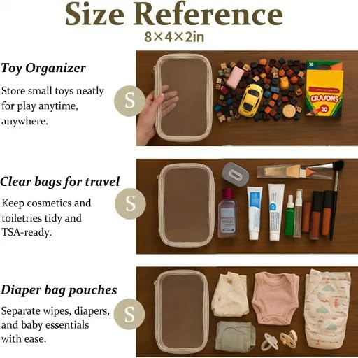 Clear Zipper Pouches, Hard Shell Zipper Case (M+3S)