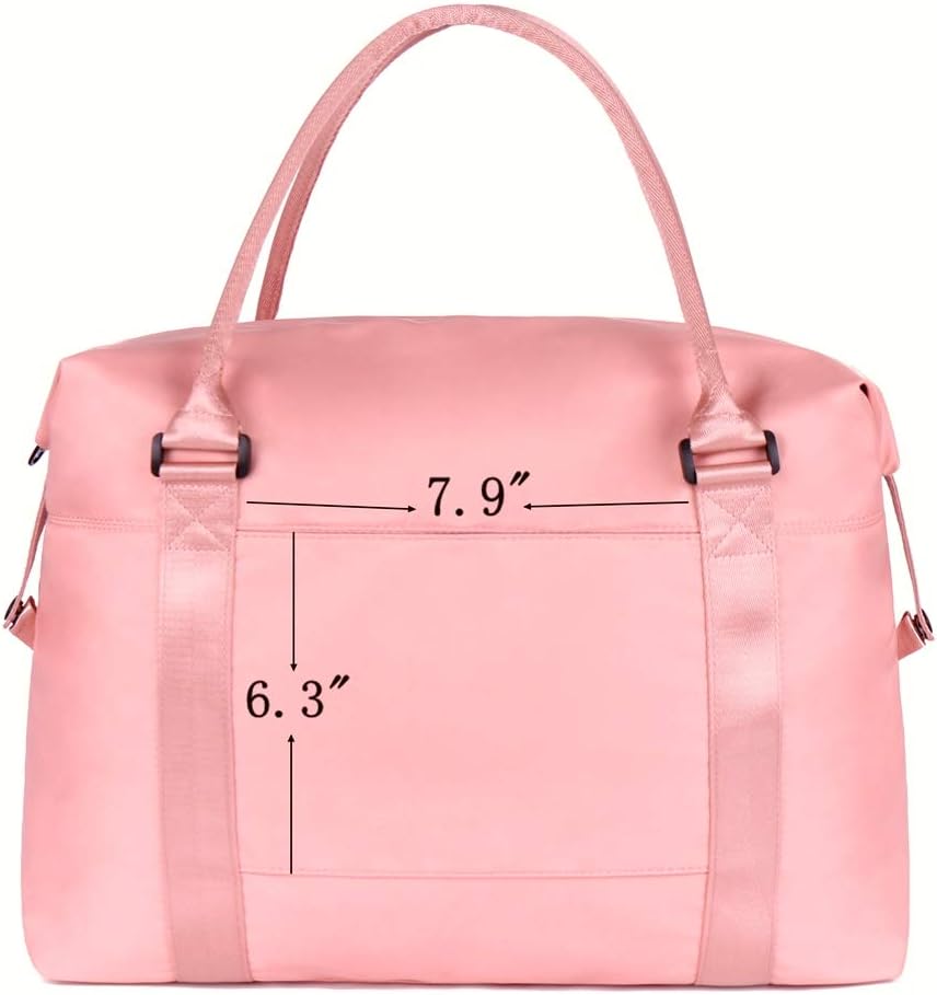 Sunshinejing Unisex Large Travel Shoulder Weekender Overnight Bag Handbag Gym Tote Bag with Trolley Sleeve (Pink)