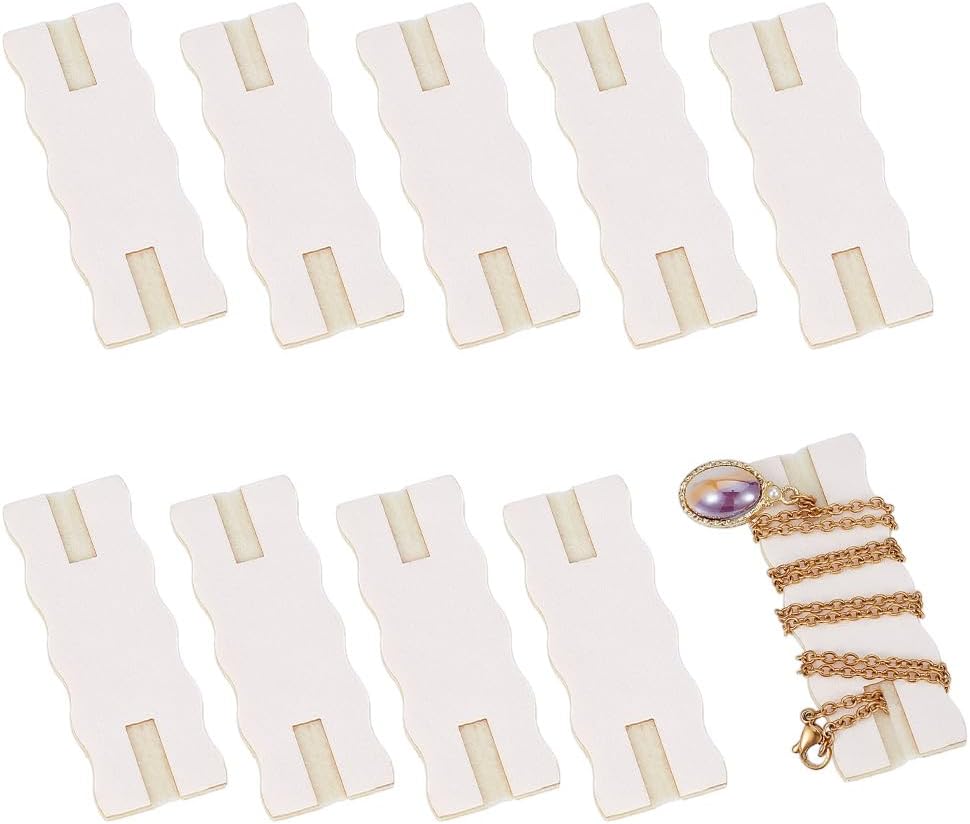 OLYCRAFT 10pcs Portable Tangle-Free Jewelry Organizer 2.5x1x0.1 Inch White Rectangle Tangle-Free Necklaces Organizer Necklace Card Holder Universal Jewelry Storage Case for Chain Necklaces Storage
