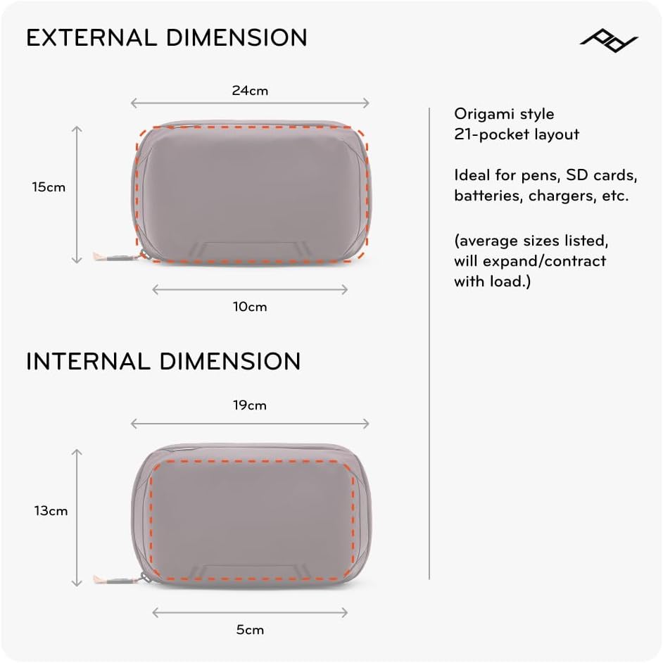 Peak Design Tech Pouch, Eclipse, Electronics Organizer for Travel or Everyday Carry, Origami-Style Storage, Cable Pass-Through, Weatherproof Recycled Nylon, Gear Carry Bag for Men and Women