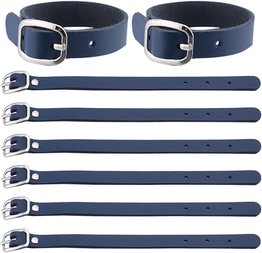 GORGECRAFT 10PCS 8 Inch Cowhide Leather Luggage Labels Strap Luggage Tags Adjustable Replacement Belts with Buckle Watch Band Strap for ID Card Pass Holder Travel Storage Hanging Supplies, Marine Blue
