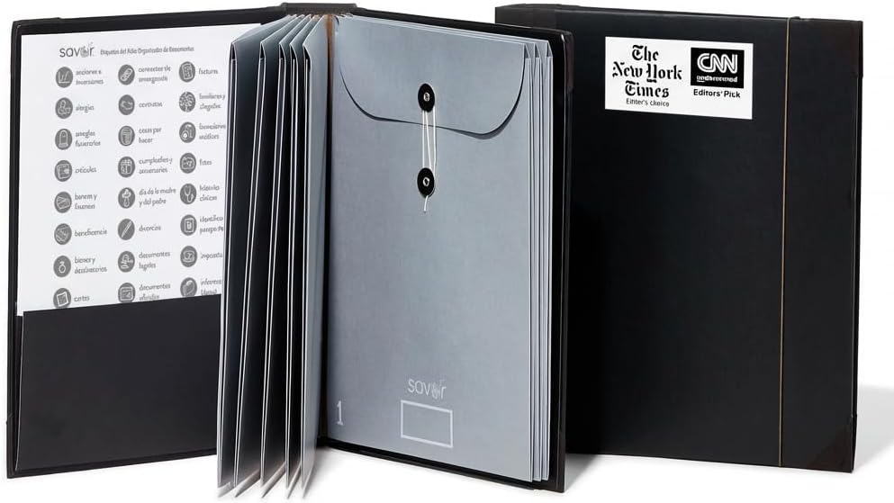 Savor Folio Organizador de Documentos en Español, Carpeta de Emergencia