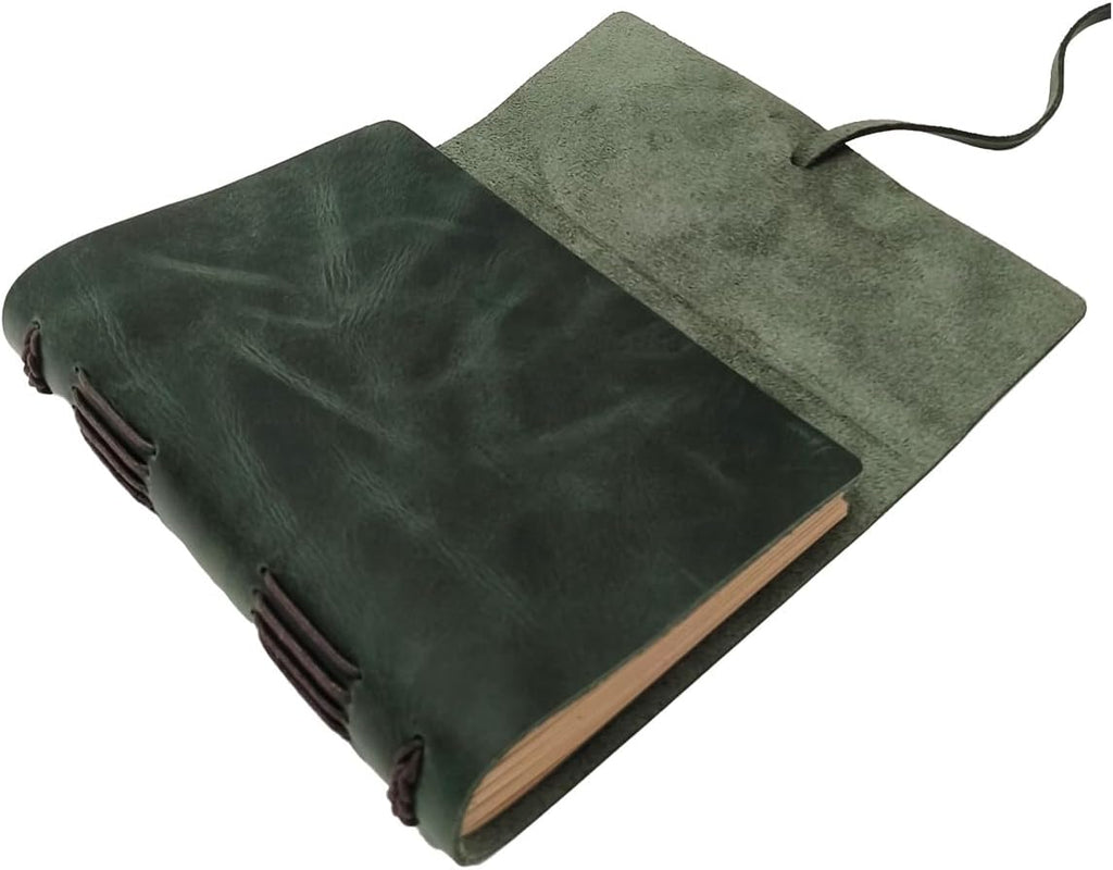 CooLeathor Green Notebook Journal - Nice Genuine Leather Journaling for write A5 Size Diary 6.2x8.5 Inch,Notepad For Women,Man,Vintage,Gifts,Work,Traveler,Personal, Dark Green