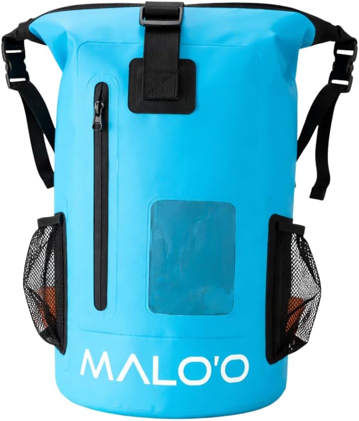 Malo’o 30L Waterproof Dry Bag Backpack – Roll Top Heavy Duty 500D PVC Dry Pack with Padded Straps, IPX6 Waterproof, Keeps Gear Dry for Kayaking, Fishing, Beach, Camping & Travel