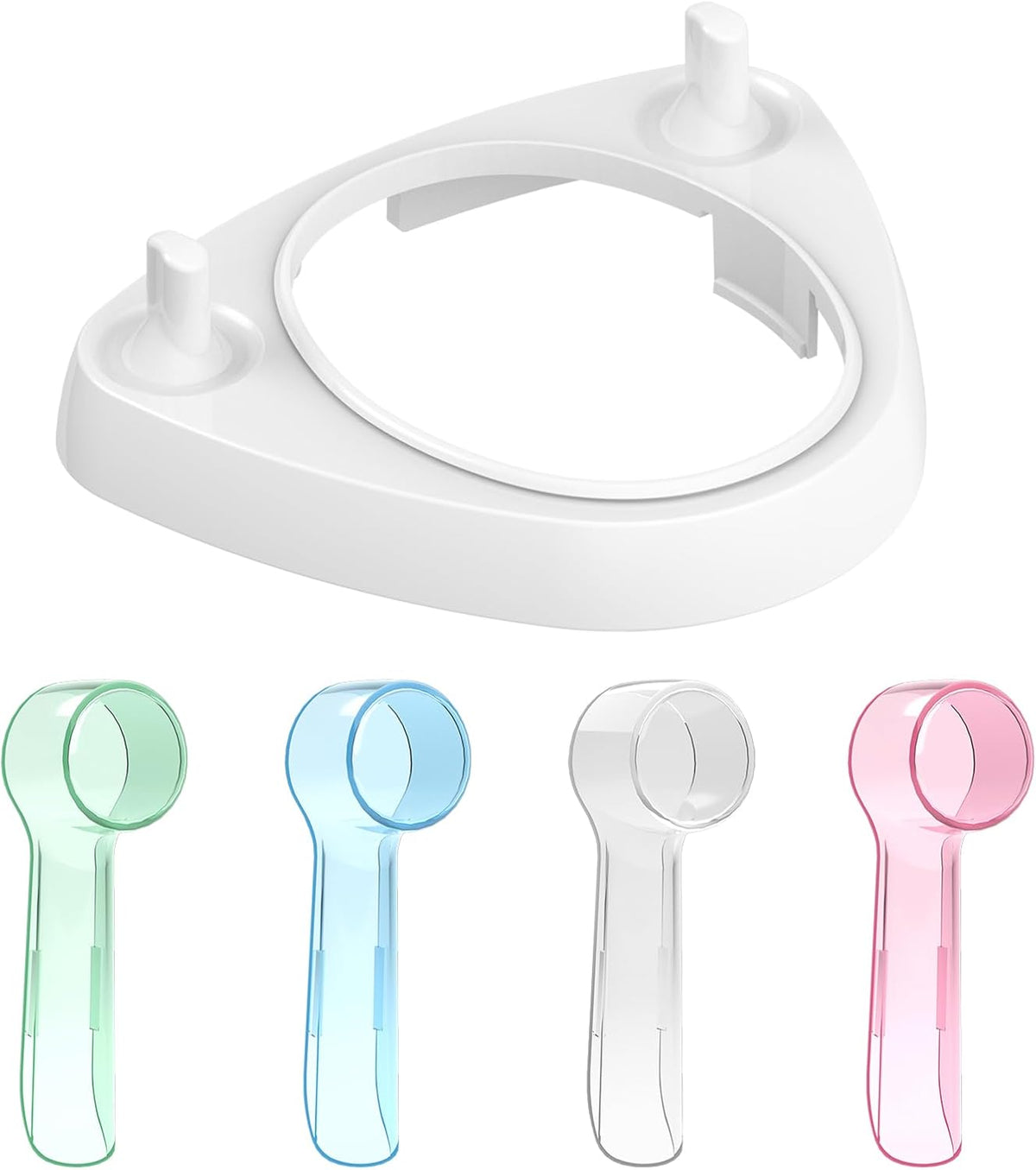 4 PCS Long Toothbrush Head Covers (Multicolor) Compatible with Oral B Electric Toothbrush Head + 1 PCS Toothbrush Holder with 1 Charging Stand Slot and 2 Toothbrush Head Stands