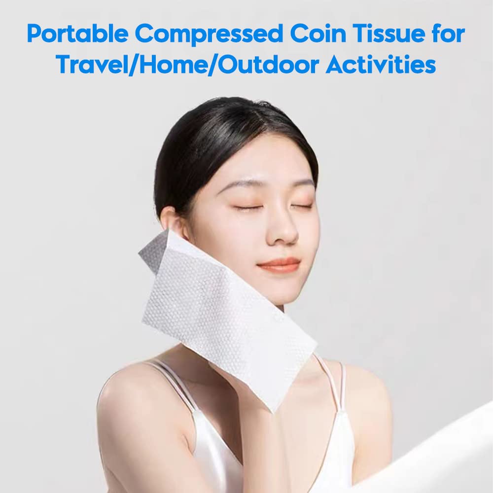 120 Pcs Mini Compressed Towels, Disposable Face Compressed Towel, Compressed Cotton Hand Wipe, Camping Towel, Portable Compressed Coin Tissue for Travel/Home/Outdoor Activities (Pack of 2)