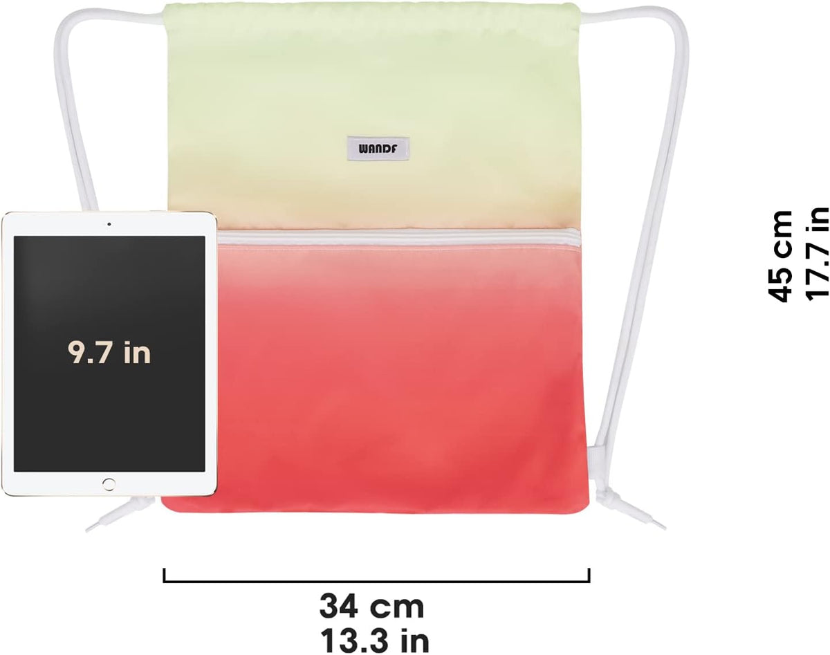 WANDF Drawstring Backpack, Gym Sackpack for Sports (Red-Green Gradient)