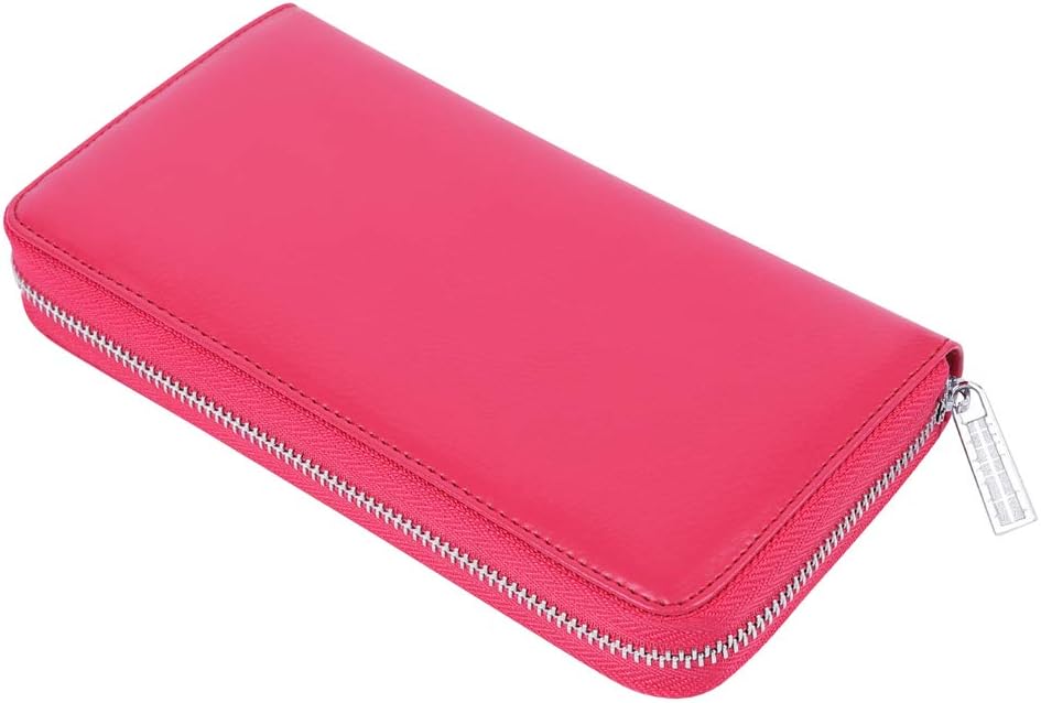 Women 36 Slots RFID Blocking Card Holder Large Long Leather Zipper Organizer Accordion Wallet,Rose