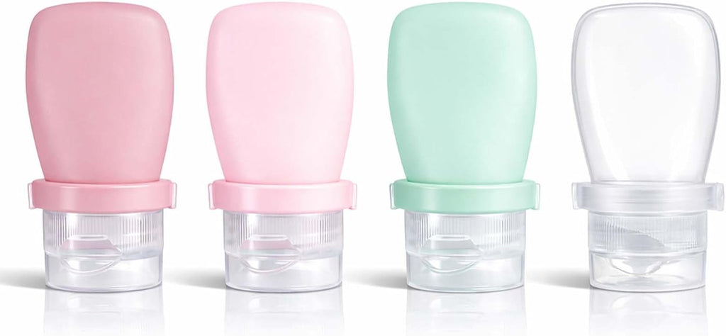 2 oz Travel Bottles, Leakproof Silicone Squeeze Bottle Mini Travel Size Container for Toiletries Lotion Shampoo and Conditioner Liquid Salad Dressing to go Condiment, TSA Approved, 4 Pack