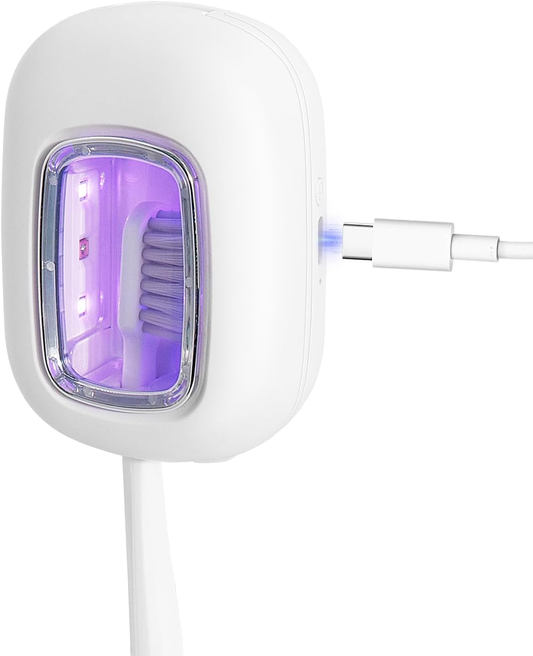 UV Toothbrush Sanitizer Case, Rechargeable Toothbrush Travel Cover Portable/Magnetic Wall Mount for Bathroom and Travel, Fits Electric and Manual Brushes, White