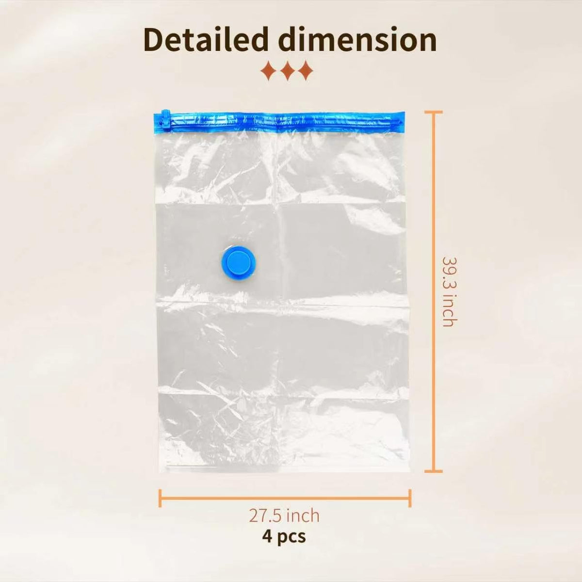 4 Pack Vacuum Storage Bags, Space Saver Bag Vacuum Seal Bags for Clothing Travel Moving Blankets Pillows Storage and Organization (70X 100 cm)